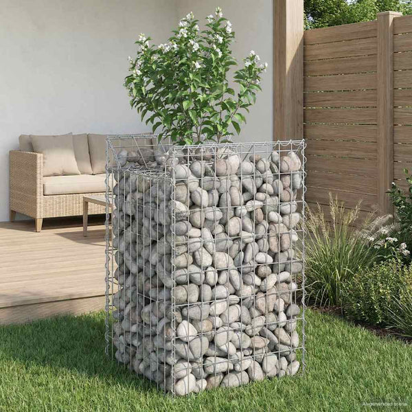 Gabion Kohotettu Peti 50 x 50 x 80 cm Galvanoitu teräs Hopea