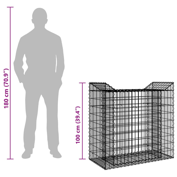 Gabion Kohotettu Peti 50 x 100 x 100 cm Galvanoitu teräs Hopea