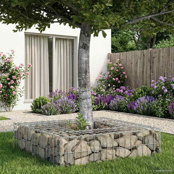 Gabion Kohotettu Peti 80 x 80 x 12 cm Galvanoitu teräs Hopea