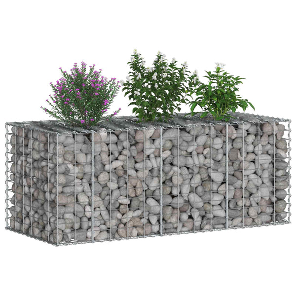 Gabion Kohotettu Peti 140 x 60 x 55 cm Galvanoitu teräs Hopea