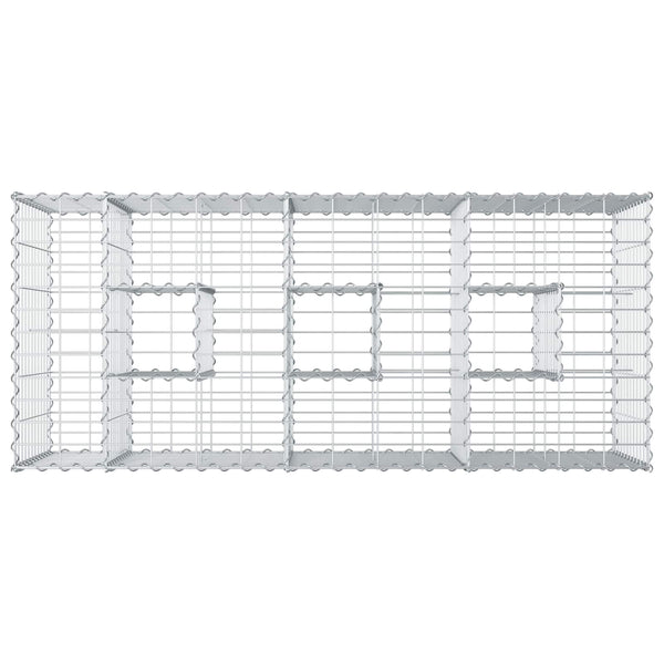 Gabion Kohotettu Peti 140 x 60 x 55 cm Galvanoitu teräs Hopea