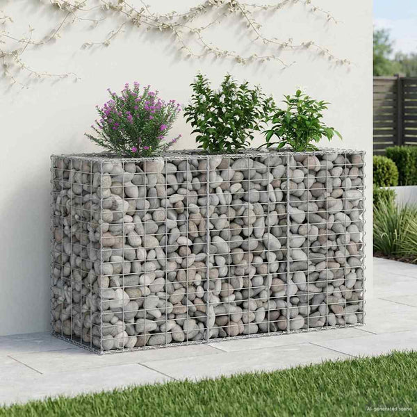 Gabion Kohotettu Peti 130 x 50 x 80 cm Galvanoitu teräs Hopea