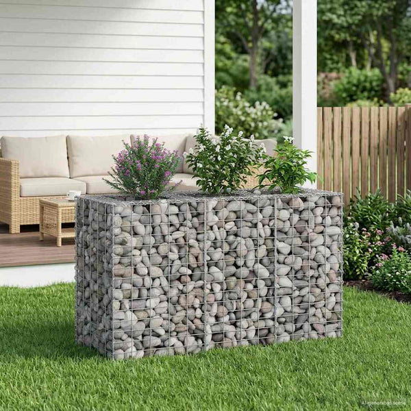 Gabion Kohotettu Peti 130 x 50 x 80 cm Galvanoitu teräs Hopea