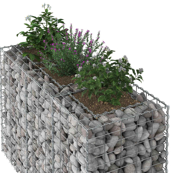 Gabion Kohotettu Peti 130 x 50 x 80 cm Galvanoitu teräs Hopea