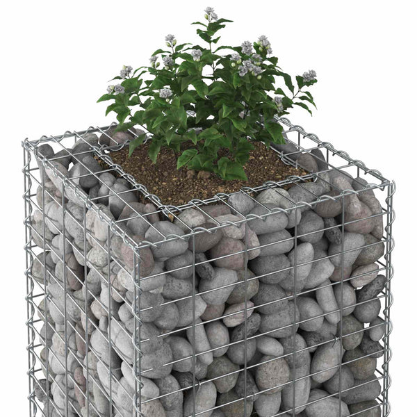 Gabion Kohotettu Peti 50 x 50 x 150 cm Galvanoitu teräs Hopea