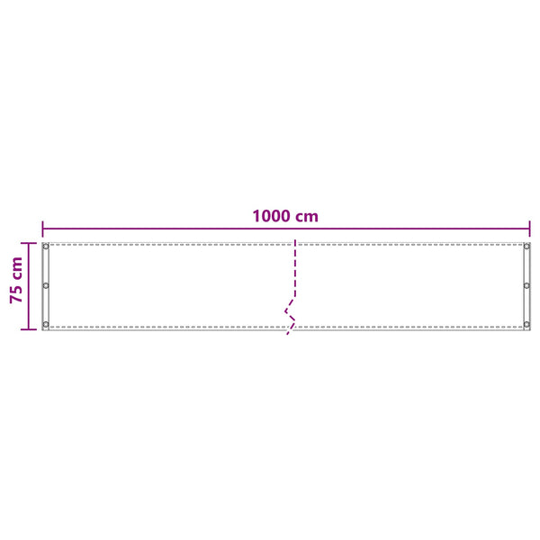 Parvekkeen Verho Musta 75 x 1000 cm HDPE ja alumiini