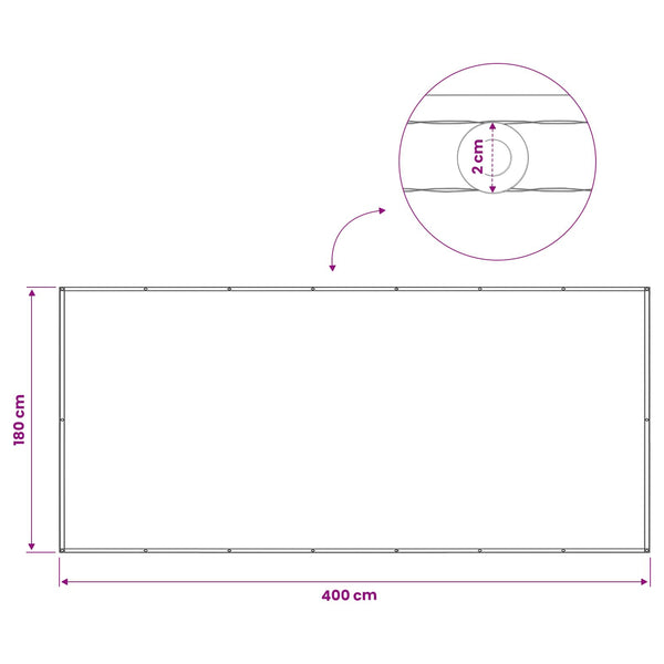 Parvekkeen yksityisyyden suoja 180 x 400 cm