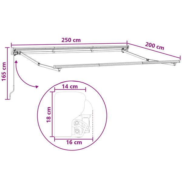 Vedettävä markiisi Taupe 2,5 x 2 m Polyesteri ja alumiini
