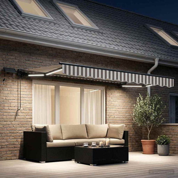 Manuaalinen markiisin runko LED-valoilla 3,5 x 2,5 m