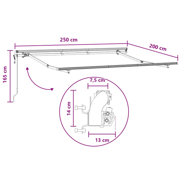 Vedettävä markiisi Hiekka 2,5 x 2 m kangas