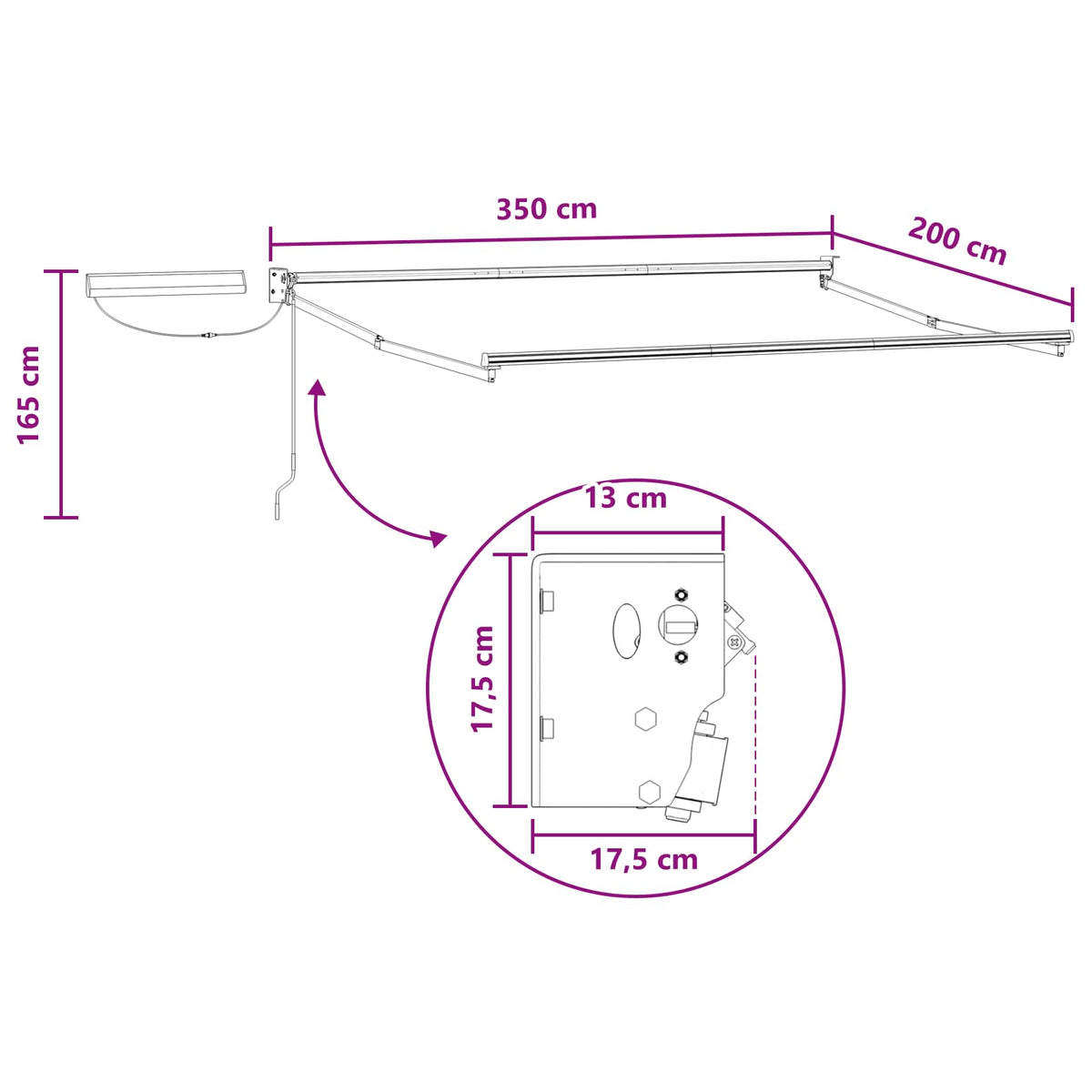 Aurinkokäyttöinen sähkömarkiisi 3,5 x 2 m Taupe 100% polyesteri