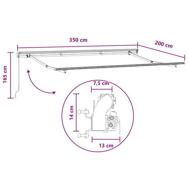 Vedettävä markiisi Taupe 3,5 x 2 m kangas