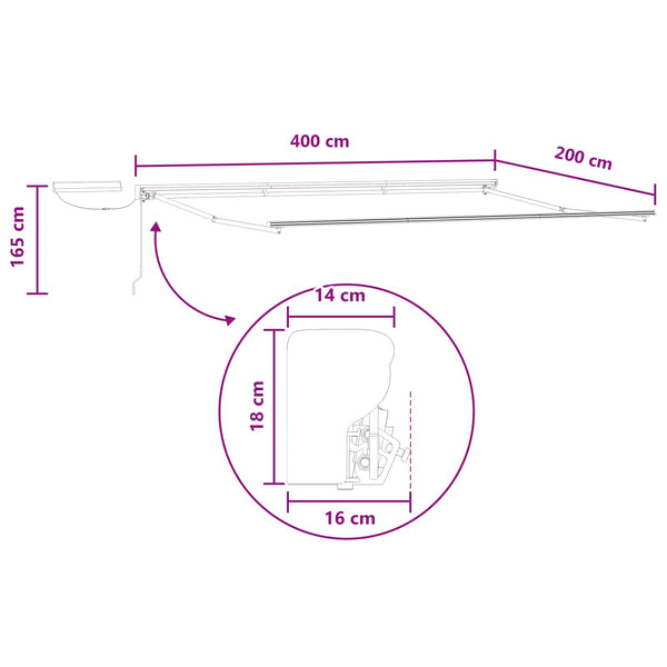 Sähkökäyttöinen Vedettävä Varjo Taupe 4 x 2 m