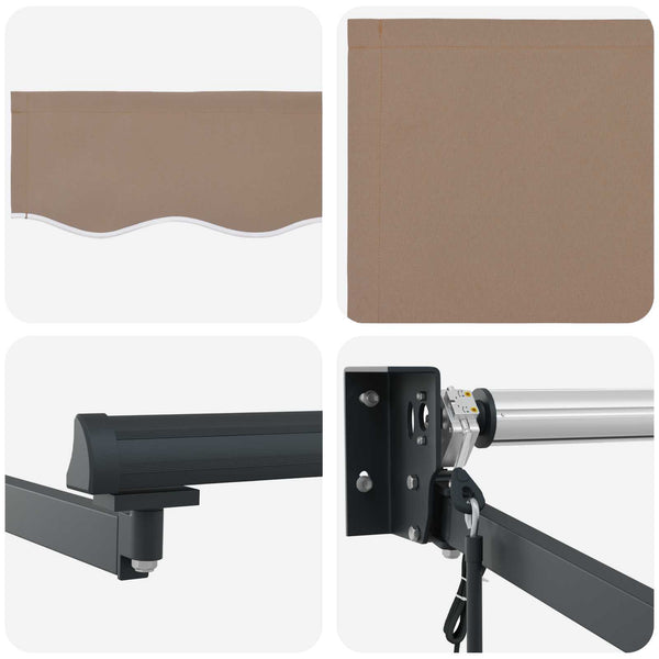 Vedettävä markiisi Taupe 3,5 x 2,5 m Polyesteri ja metalli