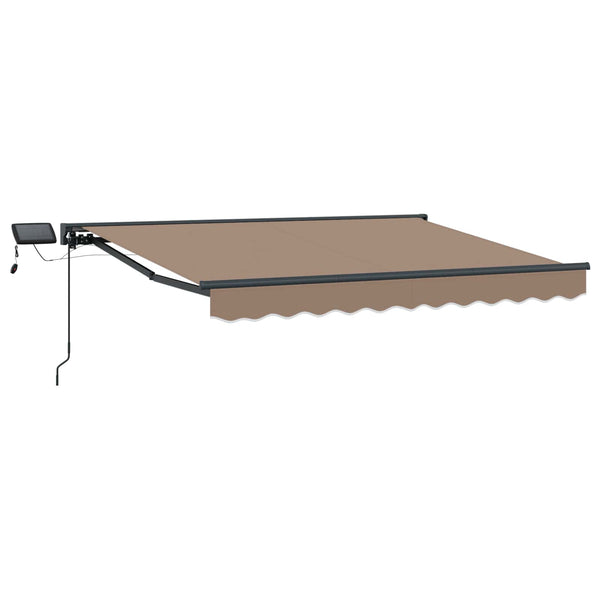 Manuaalinen markiisin runko LED-valoilla Taupe 4 × 3,5 m