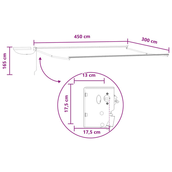 Sähkökäyttöinen Vedettävä Varjo Taupe 4,5 × 3 m