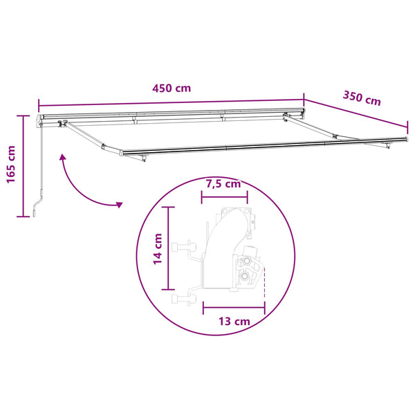 Vedettävä markiisi Taupe 450 × 350 cm Polyesteri ja alumiini