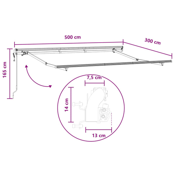 Vedettävä markiisi Taupe 500 × 300 cm Kangas ja alumiini