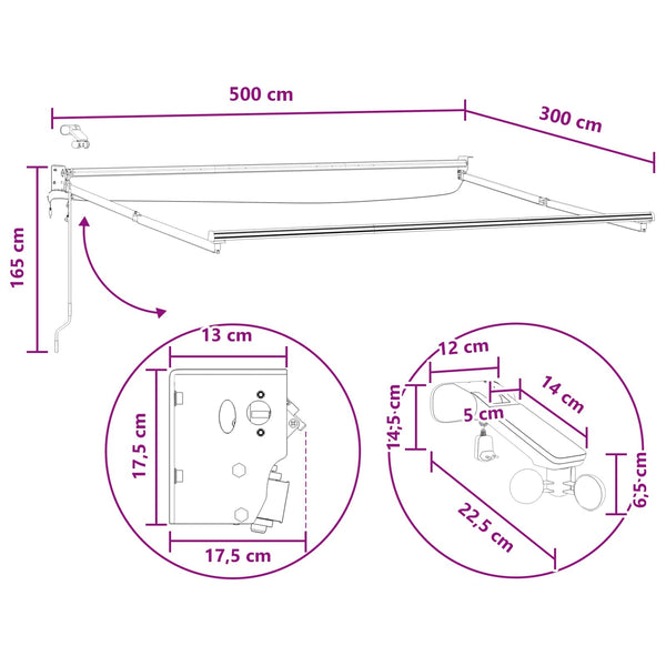 Sähkökäyttöinen Vedettävä Varjo Vaaleanharmaa ja valkoinen