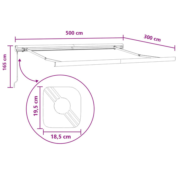 Vedettävä markiisi Taupe 500 × 300 cm Kangas ja Alumiini