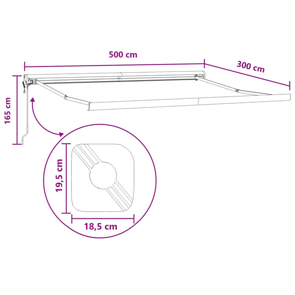 Vedettävä markiisi Taupe 500 × 300 cm Kangas ja Metalli