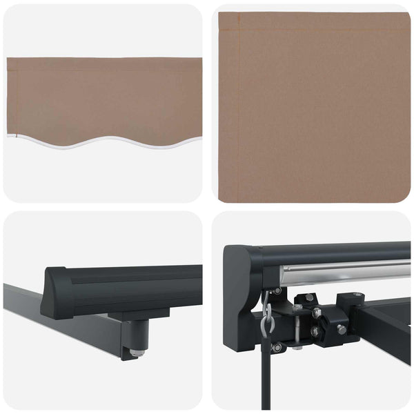 Manuaalinen markiisin runko LED-valoilla Taupe 5 x 3 m
