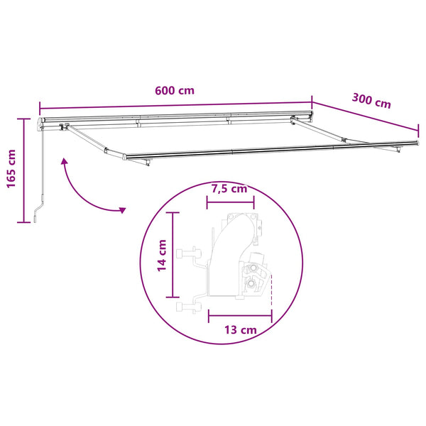 Vedettävä markiisi Taupe 600 × 300 cm Polyesteri ja alumiini