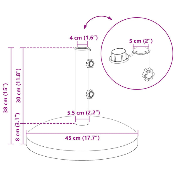 Parasolipohja 40-50 mm pylväälle 26.75 kg Musta