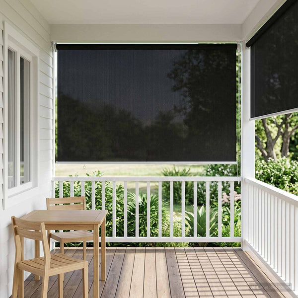 Ulkokäyttöinen rullakaihdin 90 % UV-suojalla Musta 140 x 140 cm