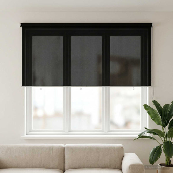 Ulkokäyttöinen rullakaihdin 90 % UV-suojalla Musta 200 x 140 cm