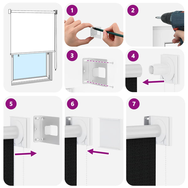 Ulkokäyttöinen rullakaihdin 90 % UV-suojalla Musta 80 x 230 cm