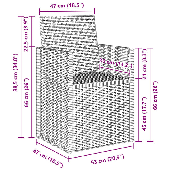 Puutarhan ruokatuolit 2 pcs valkoinen PP