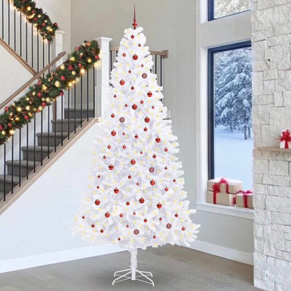 Tekojoulukuusi 300 LED-valoilla Valkoinen 300 cm PVC ja teräs