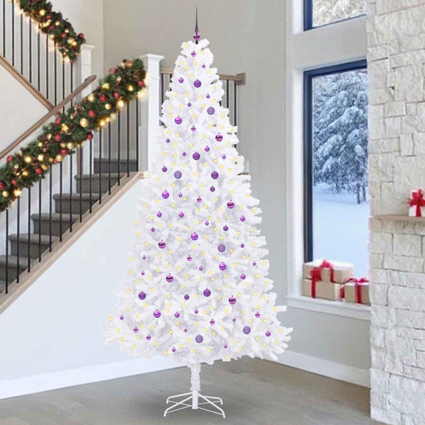 Tekojoulukuusi 300 LED-valoilla Valkoinen 300 cm PVC ja teräs