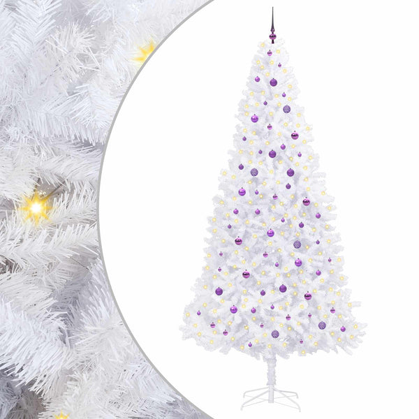 Tekojoulukuusi 300 LED-valoilla Valkoinen 300 cm PVC ja teräs