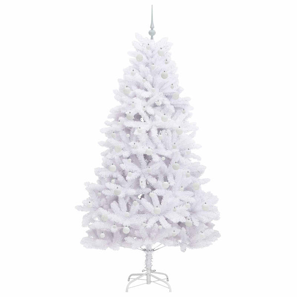 Salkomallinen tekoinen joulukuusi valkoinen 210 cm PVC ja teräs