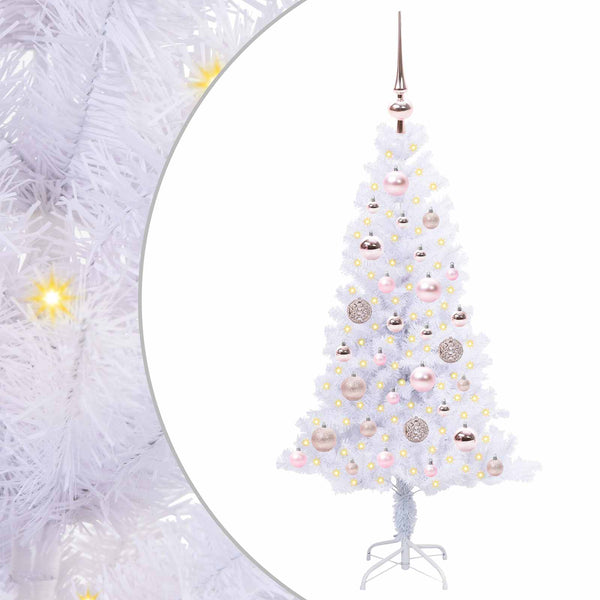 Tekojoulukuusi 150 LED-valoilla Valkoinen 120 cm PVC ja teräs