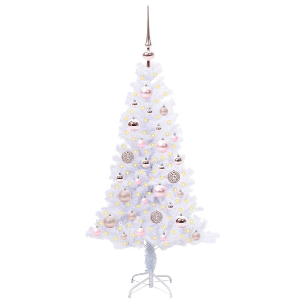 Tekojoulukuusi 150 LED-valoilla Valkoinen 120 cm PVC ja teräs