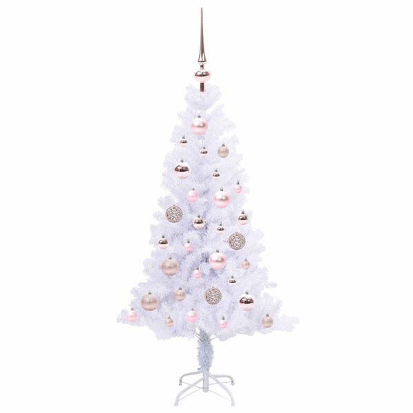 Tekojoulukuusi 150 LED-valoilla Valkoinen 120 cm PVC ja teräs
