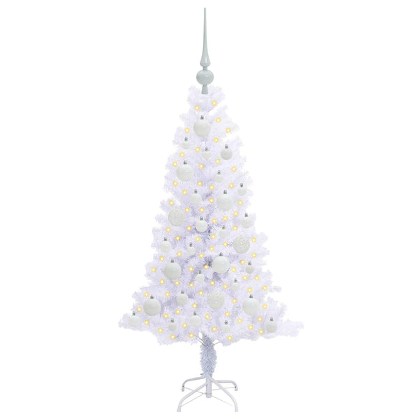 Tekojoulukuusi 150 LED-valoilla Valkoinen 120 cm PVC ja teräs