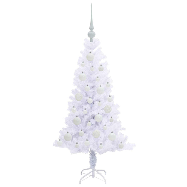 Tekojoulukuusi 150 LED-valoilla Valkoinen 120 cm PVC ja teräs