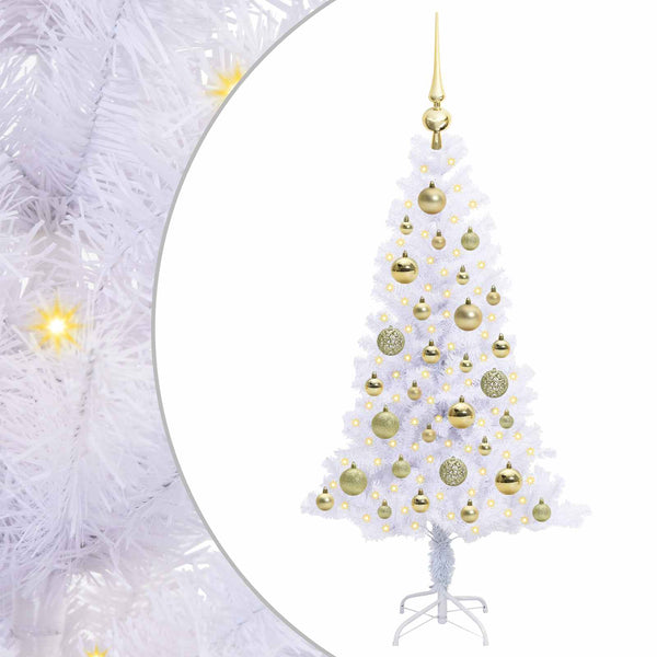 Tekojoulukuusi 150 LED-valoilla Valkoinen 120 cm PVC ja teräs