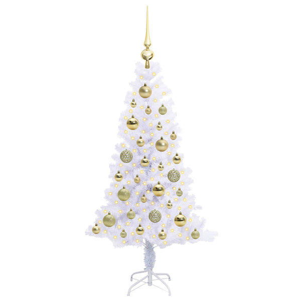 Tekojoulukuusi 150 LED-valoilla Valkoinen 120 cm PVC ja teräs