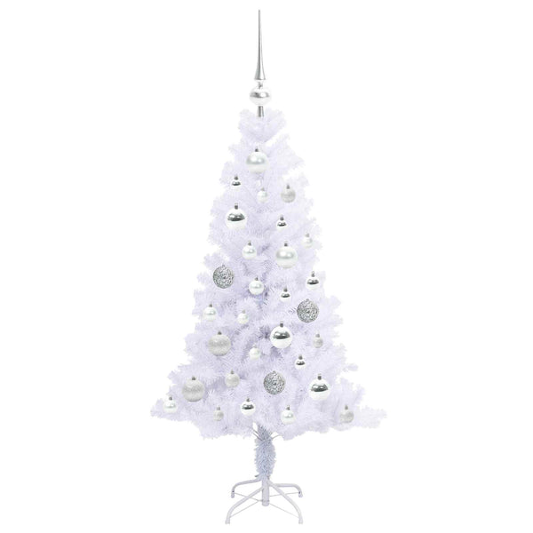 Tekojoulukuusi 150 LED-valoilla Valkoinen 120 cm PVC ja teräs