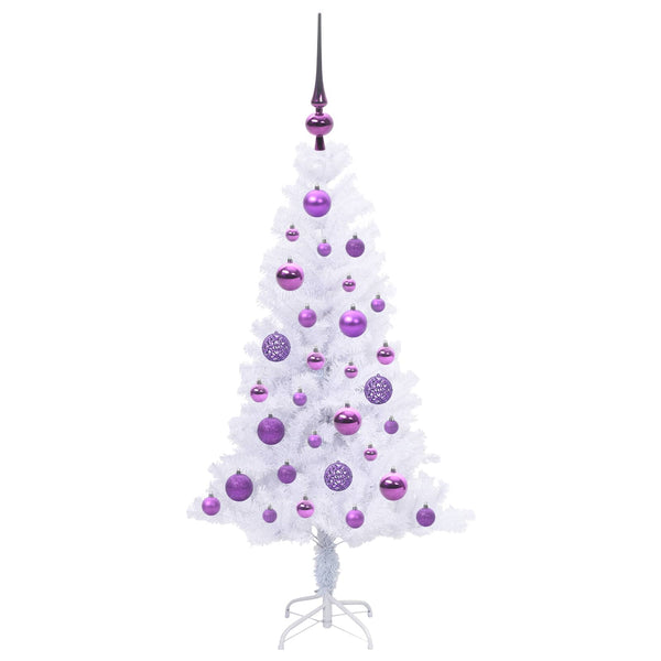 Tekojoulukuusi 150 LED-valoilla Valkoinen 120 cm PVC ja teräs