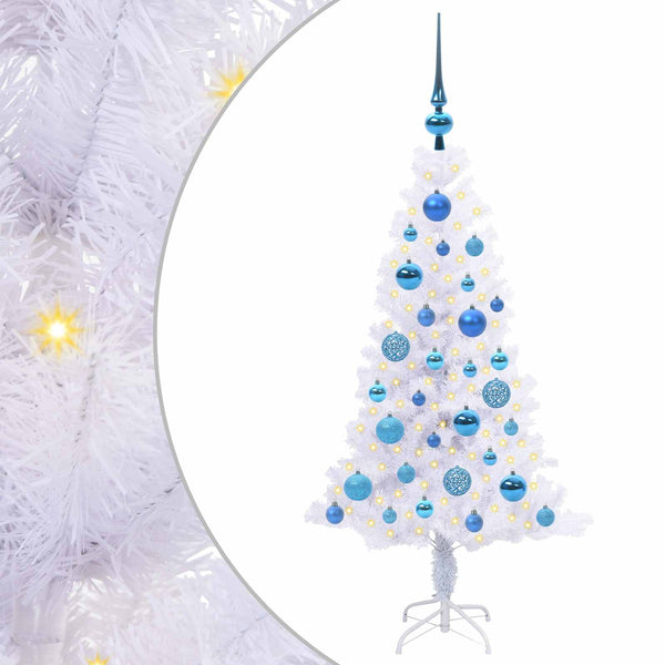 Tekojoulukuusi 150 LED-valoilla Valkoinen 120 cm PVC ja teräs