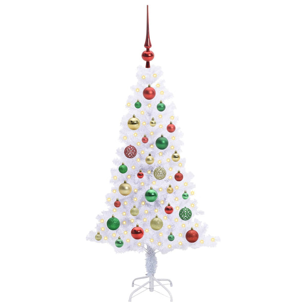 Tekojoulukuusi 150 LED-valoilla Valkoinen 120 cm PVC ja teräs