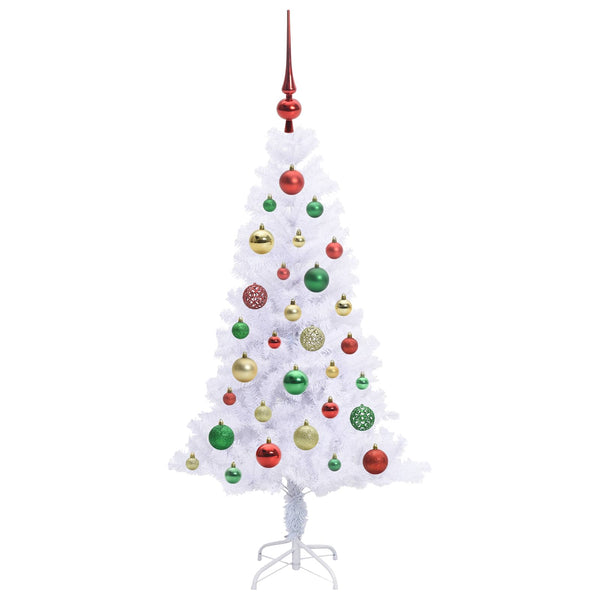 Tekojoulukuusi 150 LED-valoilla Valkoinen 120 cm PVC ja teräs
