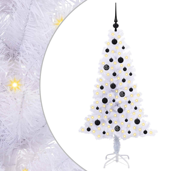 Tekojoulukuusi 150 LED-valoilla Valkoinen 150 cm PVC ja teräs