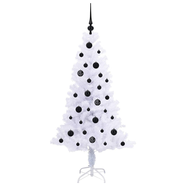 Tekojoulukuusi 150 LED-valoilla Valkoinen 150 cm PVC ja teräs
